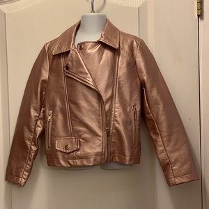Kids Forever 21 Faux Pink Metalic Jacket size 5/6.